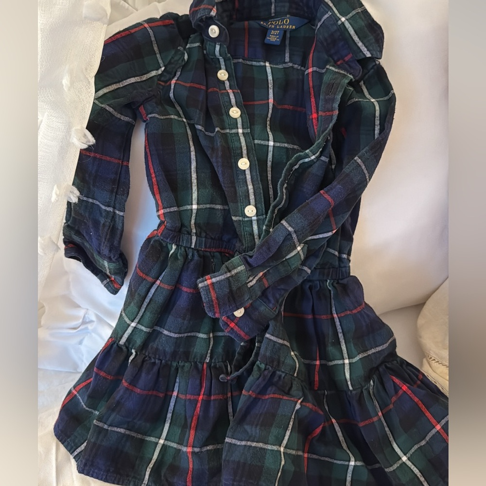 Ralph Lauren Navy and Red Plaid Kids Dress